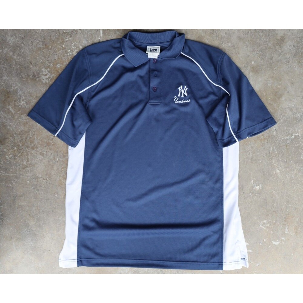 2000s Lee Sport New York Yankees Polo Shirt Mens L Navy Blue Embroidered MLB